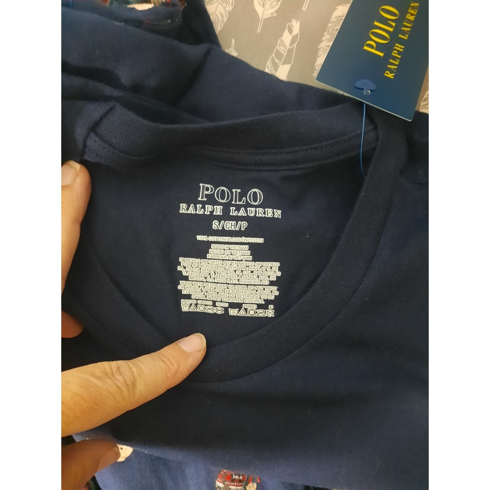 Polo Ralph Lauren Mens Polo Bear Pajama Set Navy Blue Holiday Sleepwear NEW Med - Picture 6 of 7